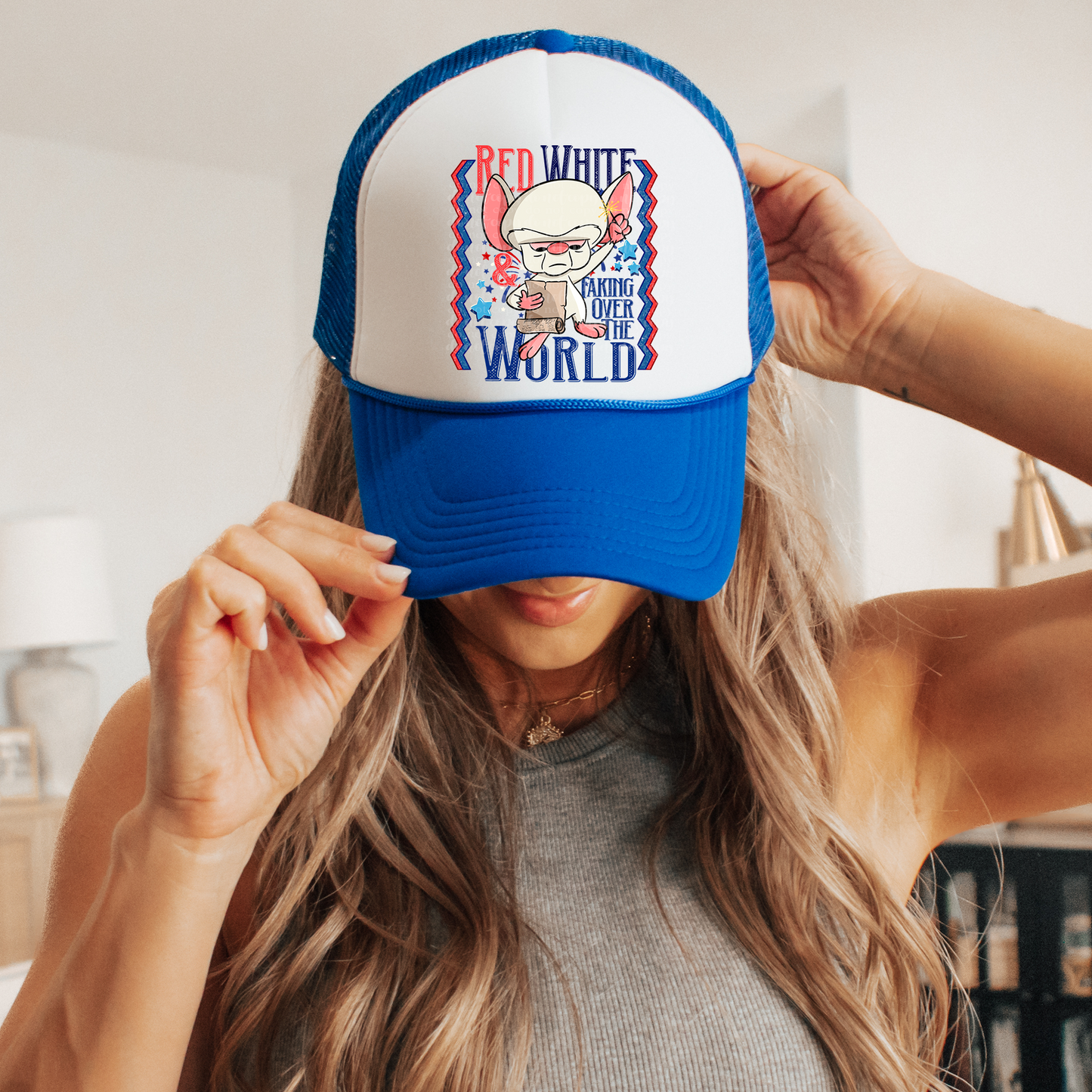 Red White Take Over the World Hat (matches shirt) DTF & Sublimation Transfer