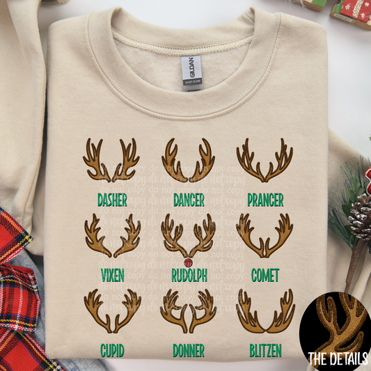 Reindeer Squad Faux Embroidery DTF & Sublimation Transfer