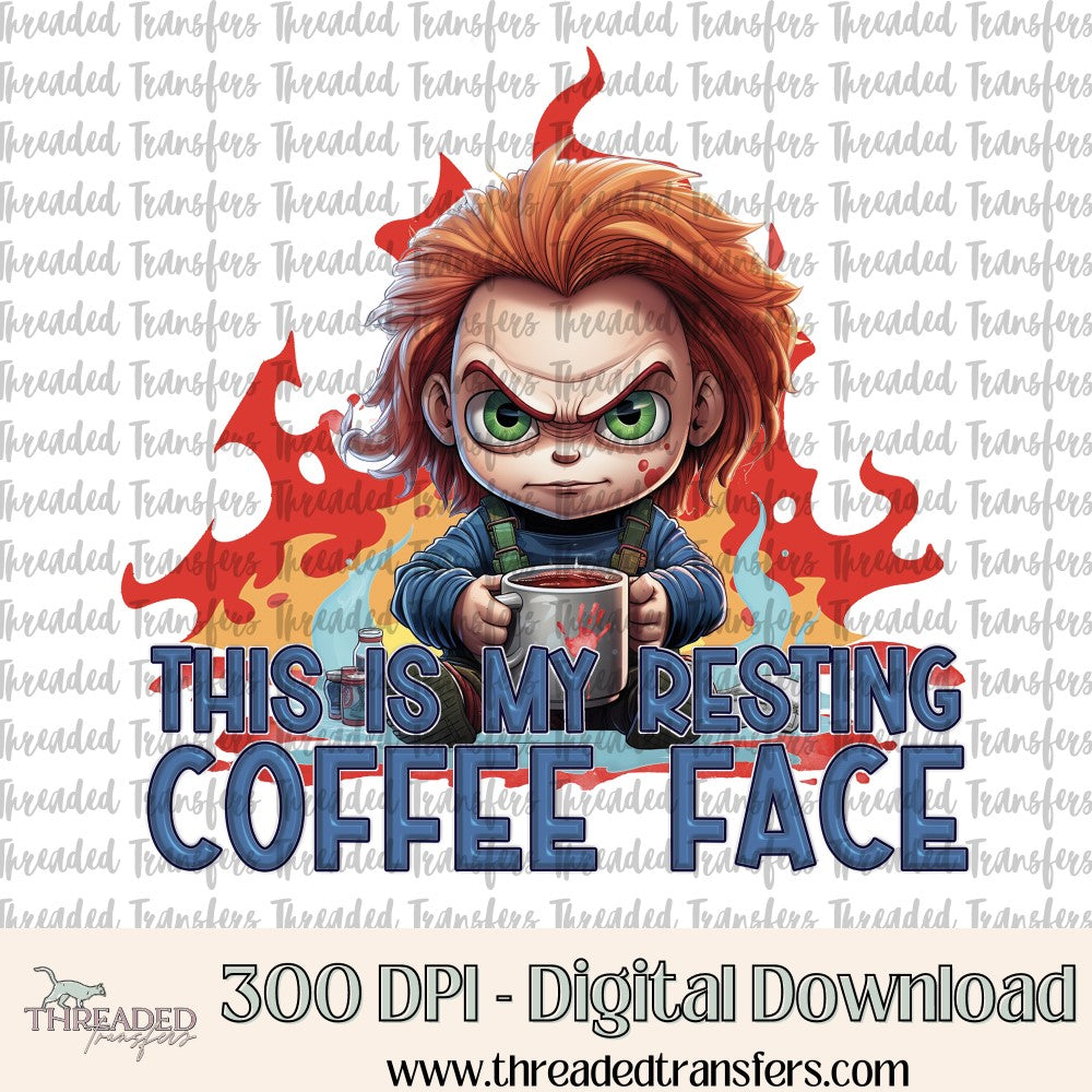 Rest Coffee Face Digital Design Download (PNG Format - no product shipped)