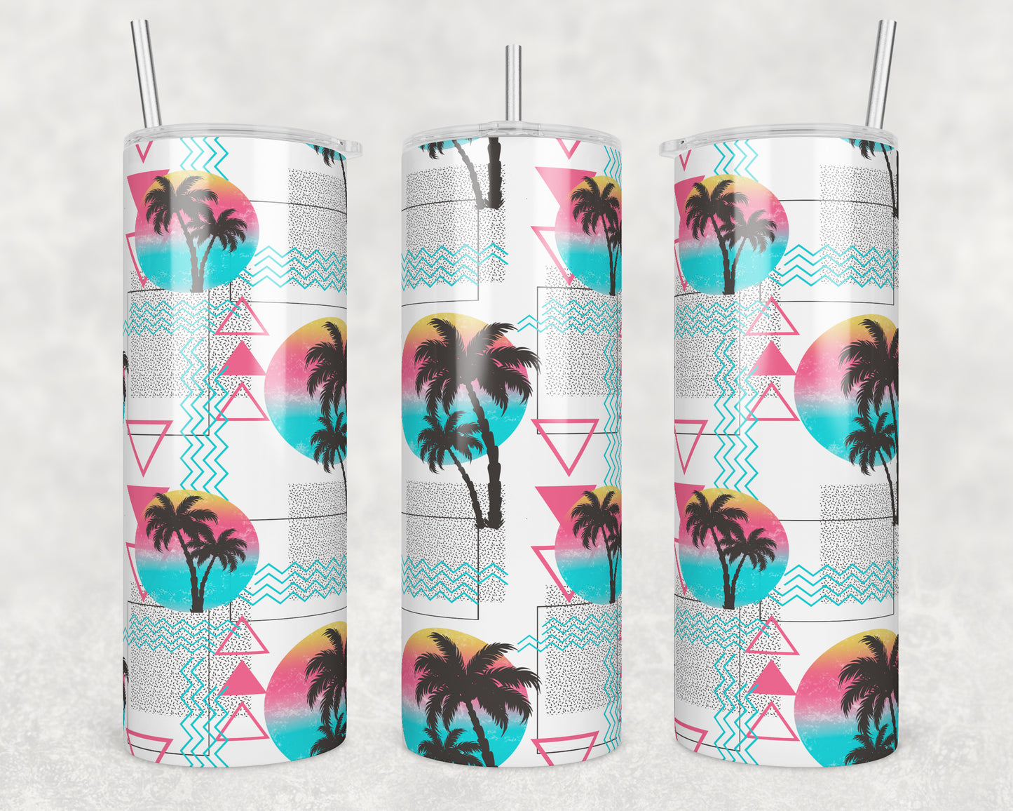 Retro Palm Trees Sublimation Transfer Tumbler Wrap 20oz (read description)