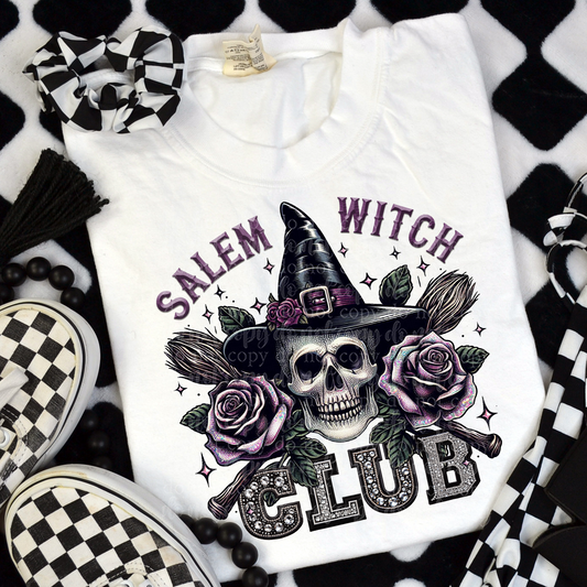 Salem. Witch Club Faux Rhinestone & Faux Embroidery DTF & Sublimation Transfer