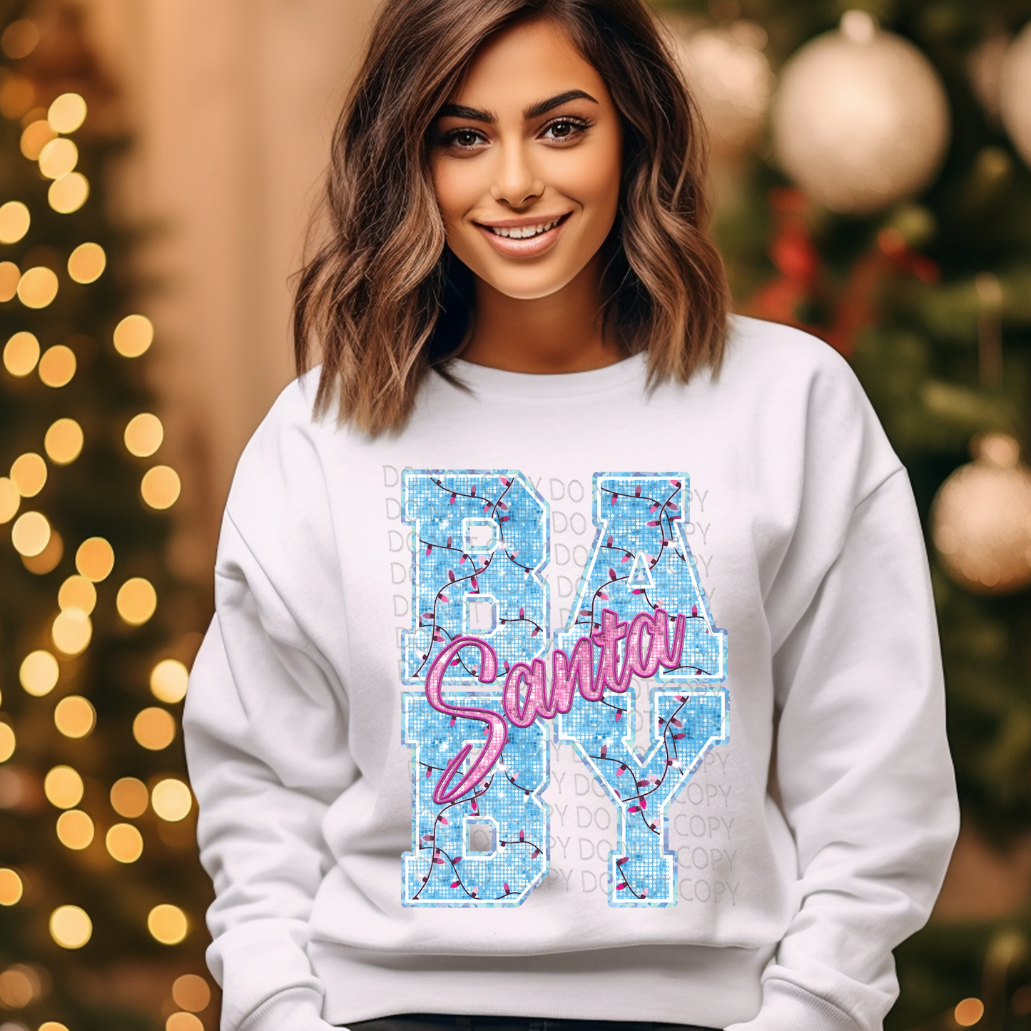 Santa Baby Disco Faux Embroidery and Sparkles DTF & Sublimation Transfer