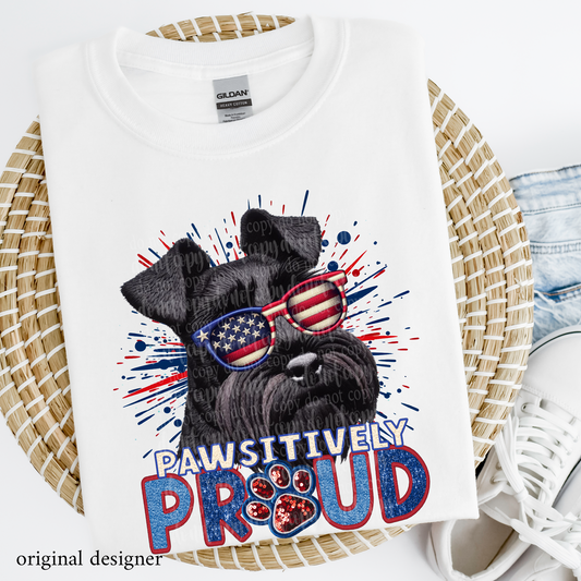 Schnauzer (black) Pawsitively Proud **EXCLUSIVE** Faux Embroidery, Chenille, & Sparkle DTF & Sublimation Transfer