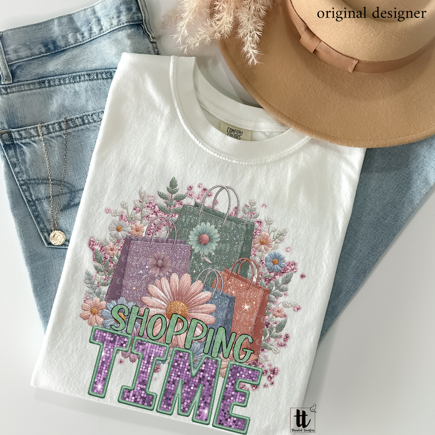 Shopping Time Faux Embroidery DTF & Sparkle **EXCLUSIVE** Sublimation Transfer