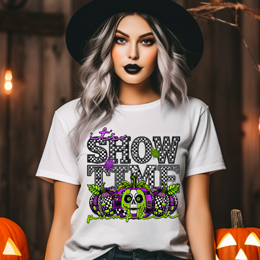 Showtime Pumpkin Faux Rhinestone & Faux Embroidery DTF & Sublimation Transfer