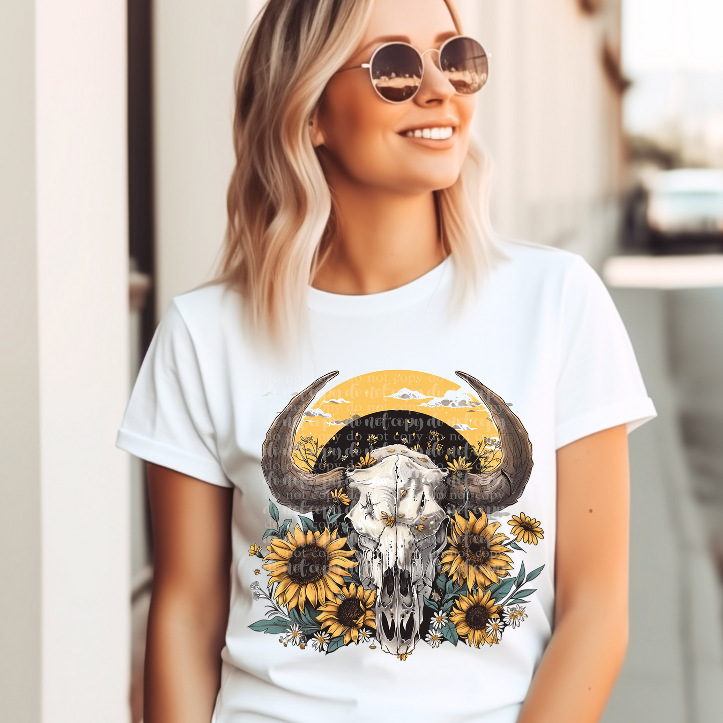 Skull Sunflowers DTF & Sublimation Transfer