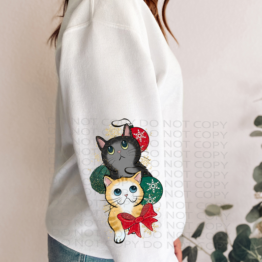 Meowy Christmas Sleeve (matches shirt)  DTF & Sublimation Transfer