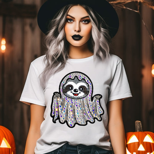 Sloth Ghost Faux Rhinestone DTF & Sublimation Transfer