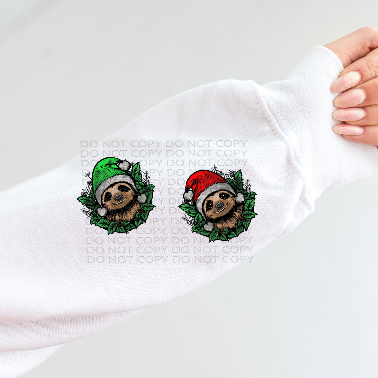 Holly Jolly Sloth Pocket (matches shirt) DTF & Sublimation Transfer