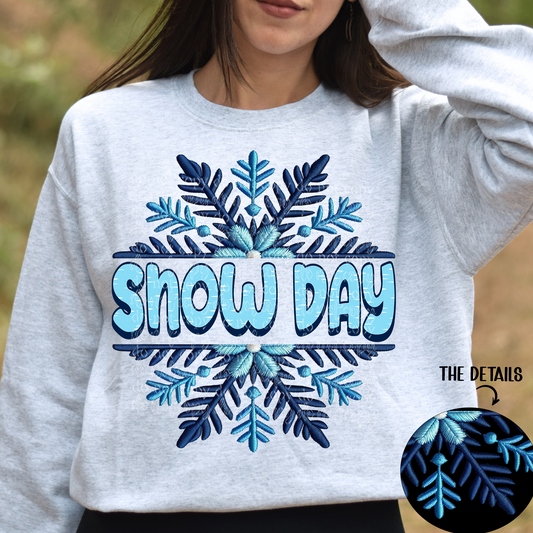 Snow Day Faux Embroidery DTF & Sublimation Transfer