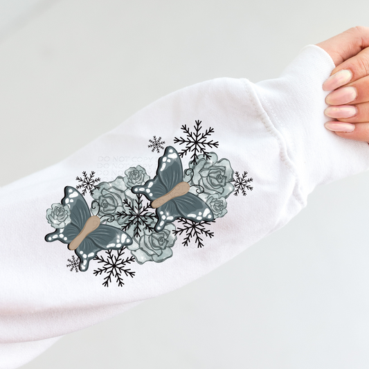 Snowflakes are like Butterflies Sleeve (matches shirt) DTF & Sublimation Transfer