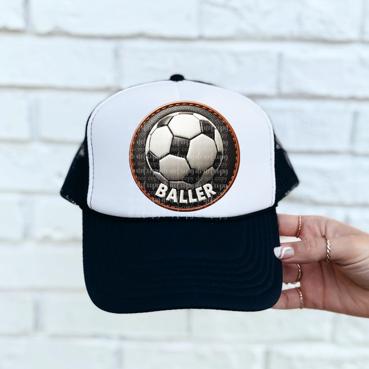 Soccer Baller Faux Leather Hat DTF & Sublimation Transfer