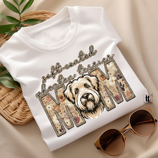 Soft-Coated Wheaten Terrier Mom **EXCLUSIVE** Faux Embroidery & Faux Sparkle DTF & Sublimation Transfer