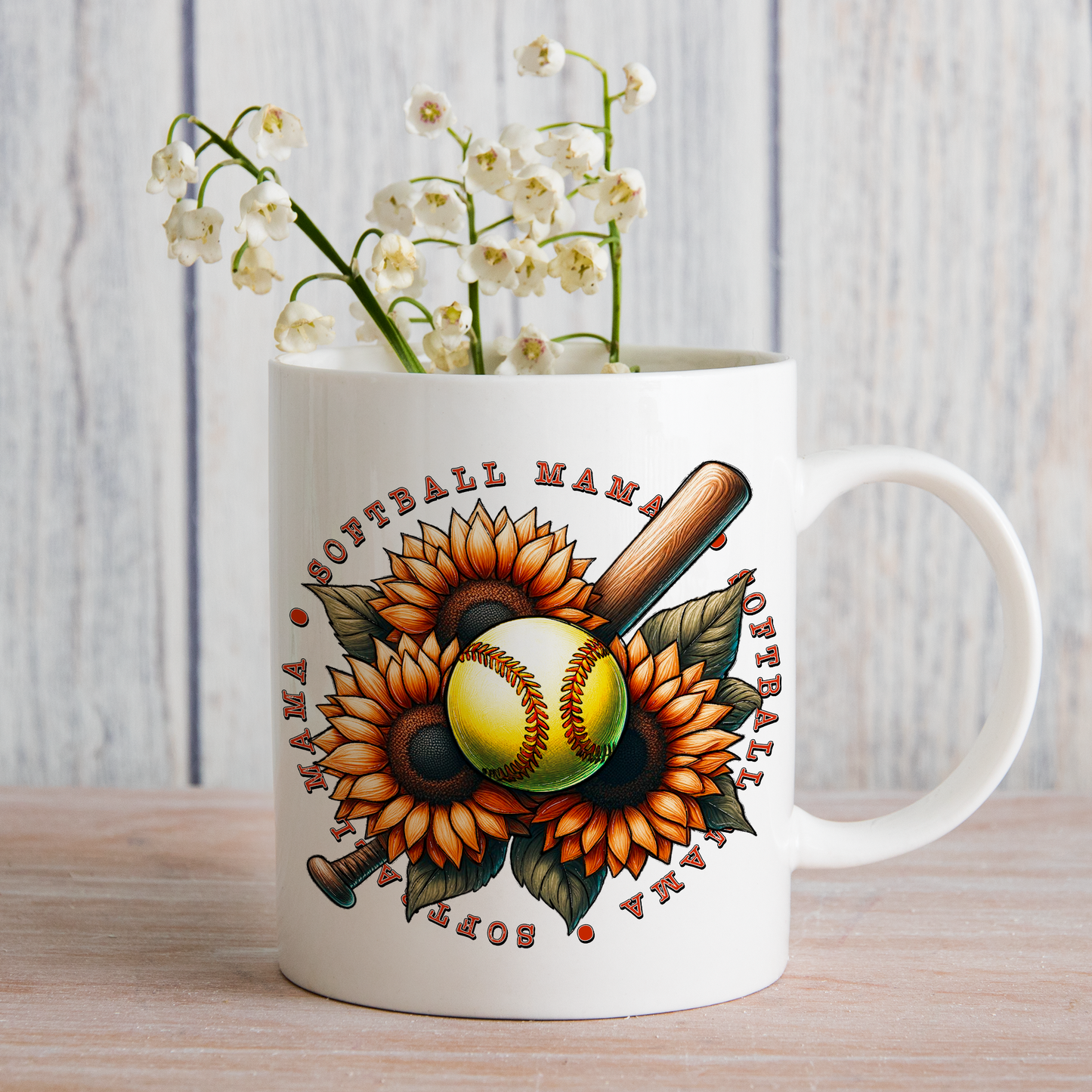 Softball Mama Sunflower (matches shirt) UV DTF Transfer