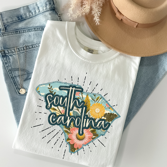 South Carolina Retro Floral DTF & Sublimation Transfer