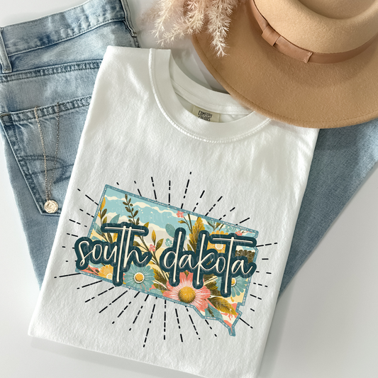 South Dakota Retro Floral DTF & Sublimation Transfer