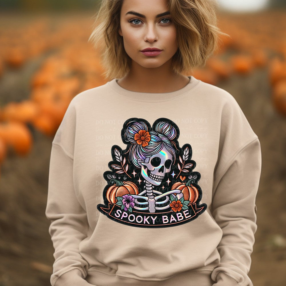 Spooky Babe Faux Holographic Look DTF & Sublimation Transfer