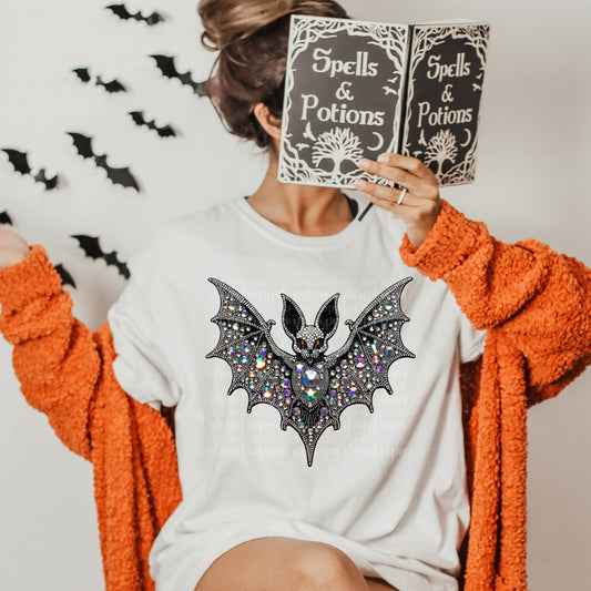 Spooky Bat Faux Rhinestone DTF & Sublimation Transfer