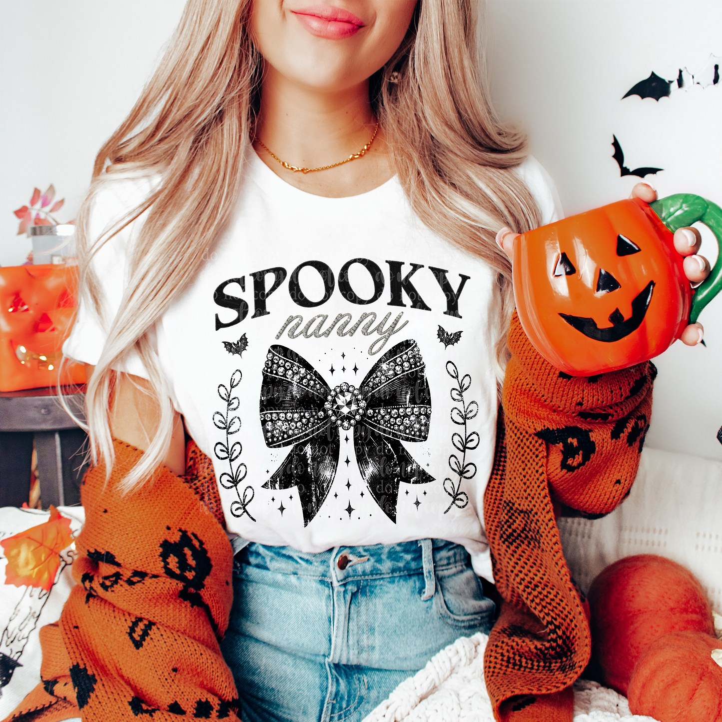 Spooky Nanny Faux Rhinestone DTF & Sublimation Transfer