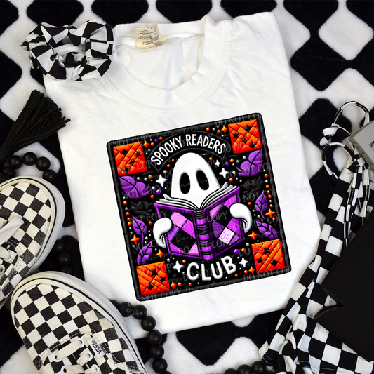 Spooky Readers Club Faux Embroidery DTF & Sublimation Transfer