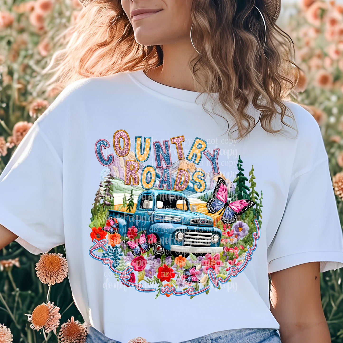 Spring Country Roads Faux Embroidery DTF & Sublimation Transfer