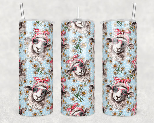 Spring Floral Sheep Sublimation Transfer Tumbler Wrap 20oz (read description)