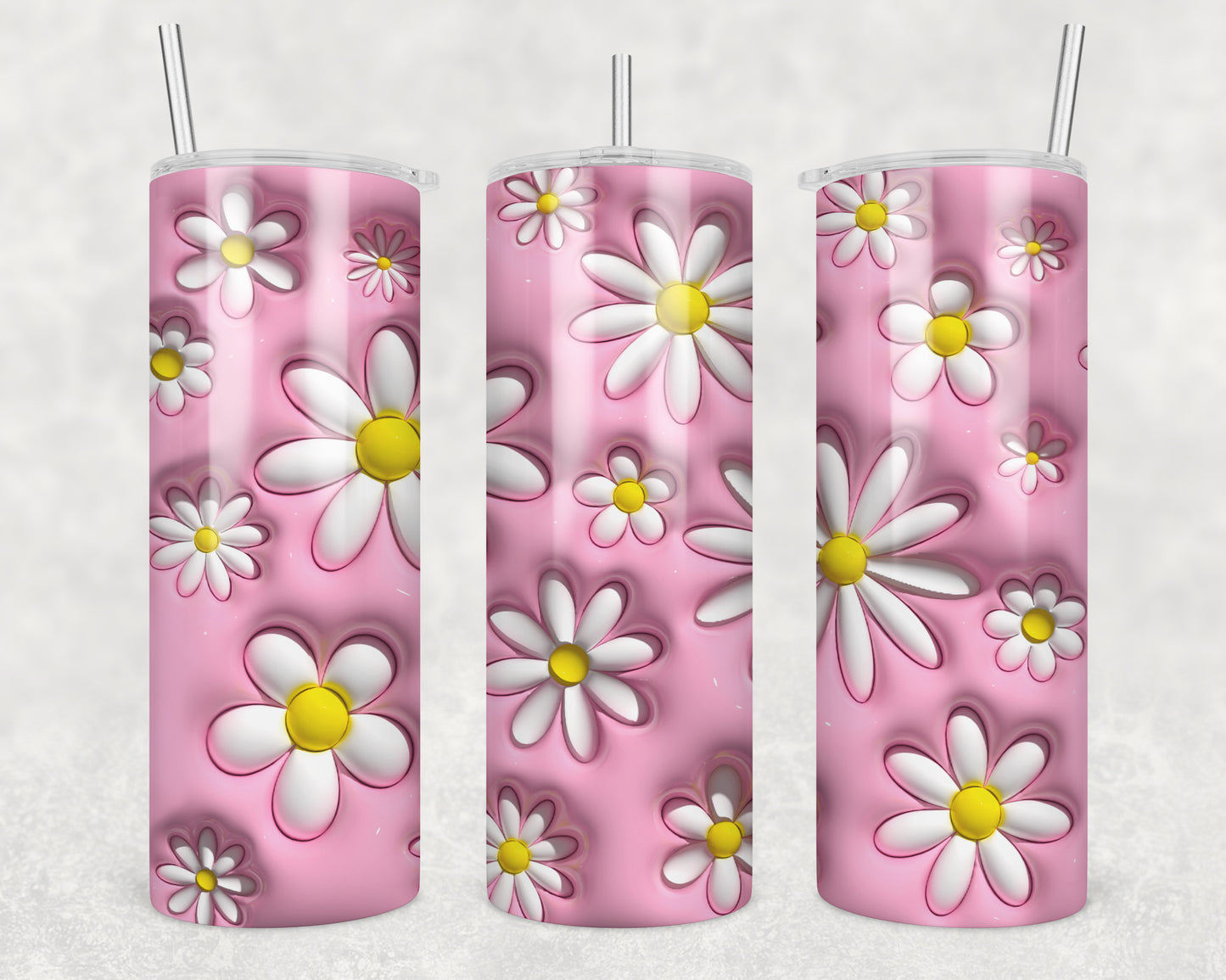 3D Squishy Daisies Sublimation Transfer Tumbler Wrap 20oz (read description)