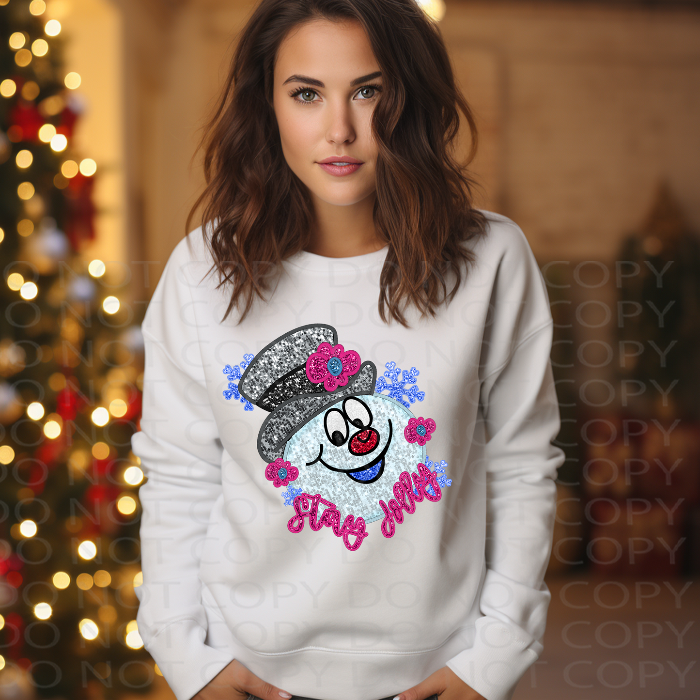 Stay Jolly Faux Embroidery and Sparkles DTF & Sublimation Transfer