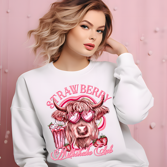 Strawberry Milkshake Cow DTF & Sublimation Transfer