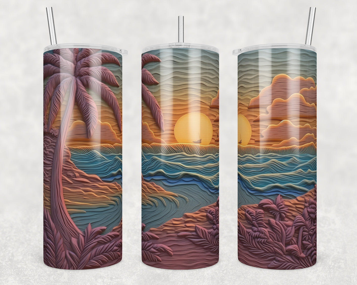 Summer Sunset Sublimation Transfer Tumbler Wrap 20oz (read description)