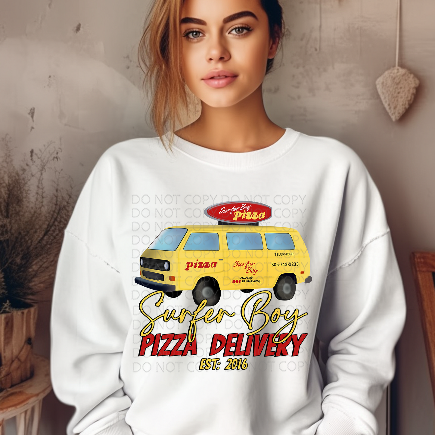 Surfer Pizza DTF & Sublimation Transfer