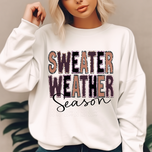 Sweater Weather Faux Embroidery and Sparkle DTF & Sublimation Transfer