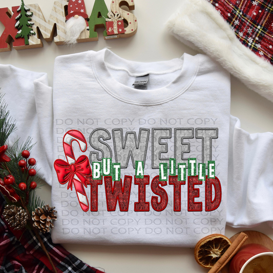 Sweet But a Little Twisted **EXCLUSIVE** Faux 3D Puffy Look, Embroidery and Sparkles DTF & Sublimation Transfer