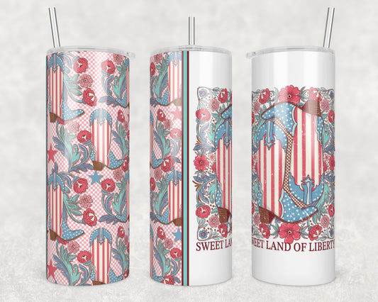 Sweet Liberty Boots (matches shirt) Sublimation Transfer Tumbler Wrap 20oz (read description)