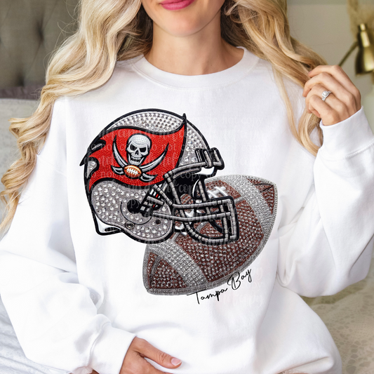 Tampa Bay Helmet Faux Rhinestone & Faux Embroidery DTF & Sublimation Transfer