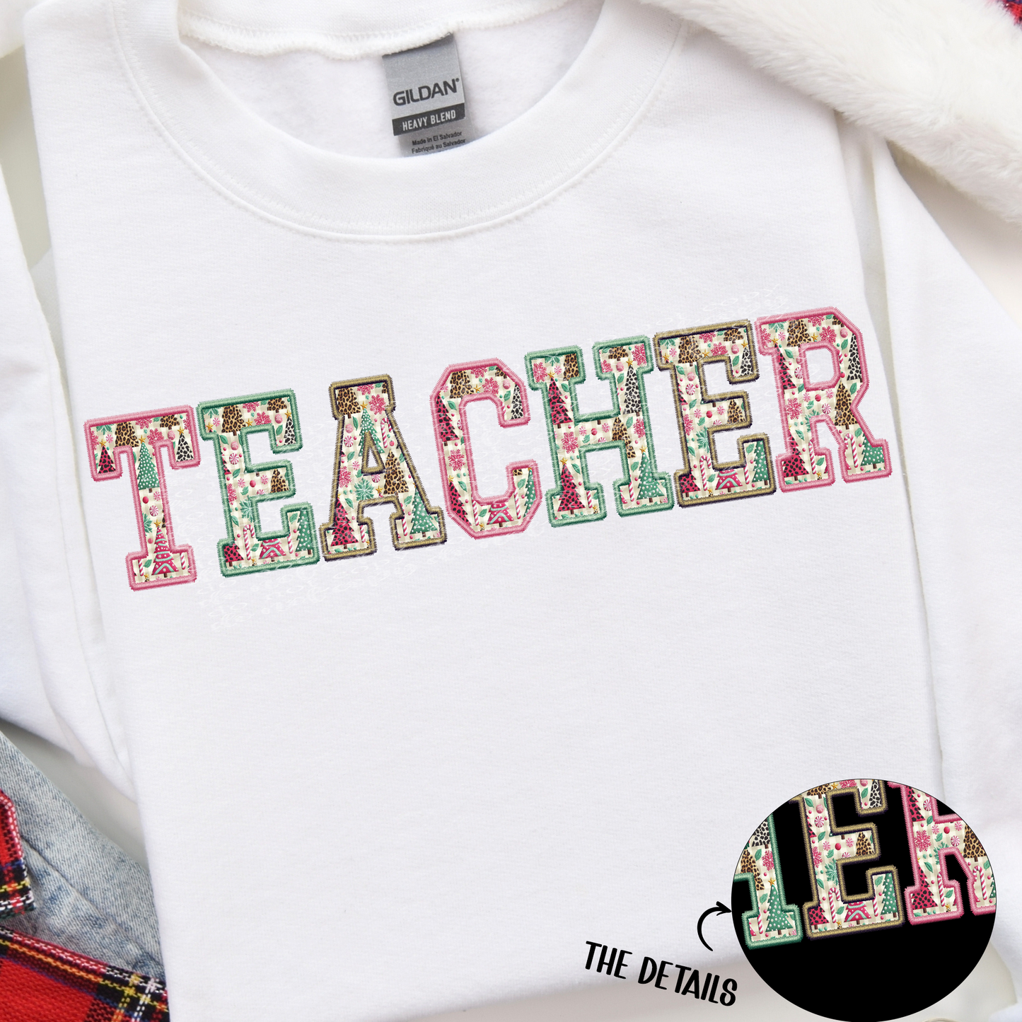 Teacher Christmas Fun Faux Embroidery DTF & Sublimation Transfer