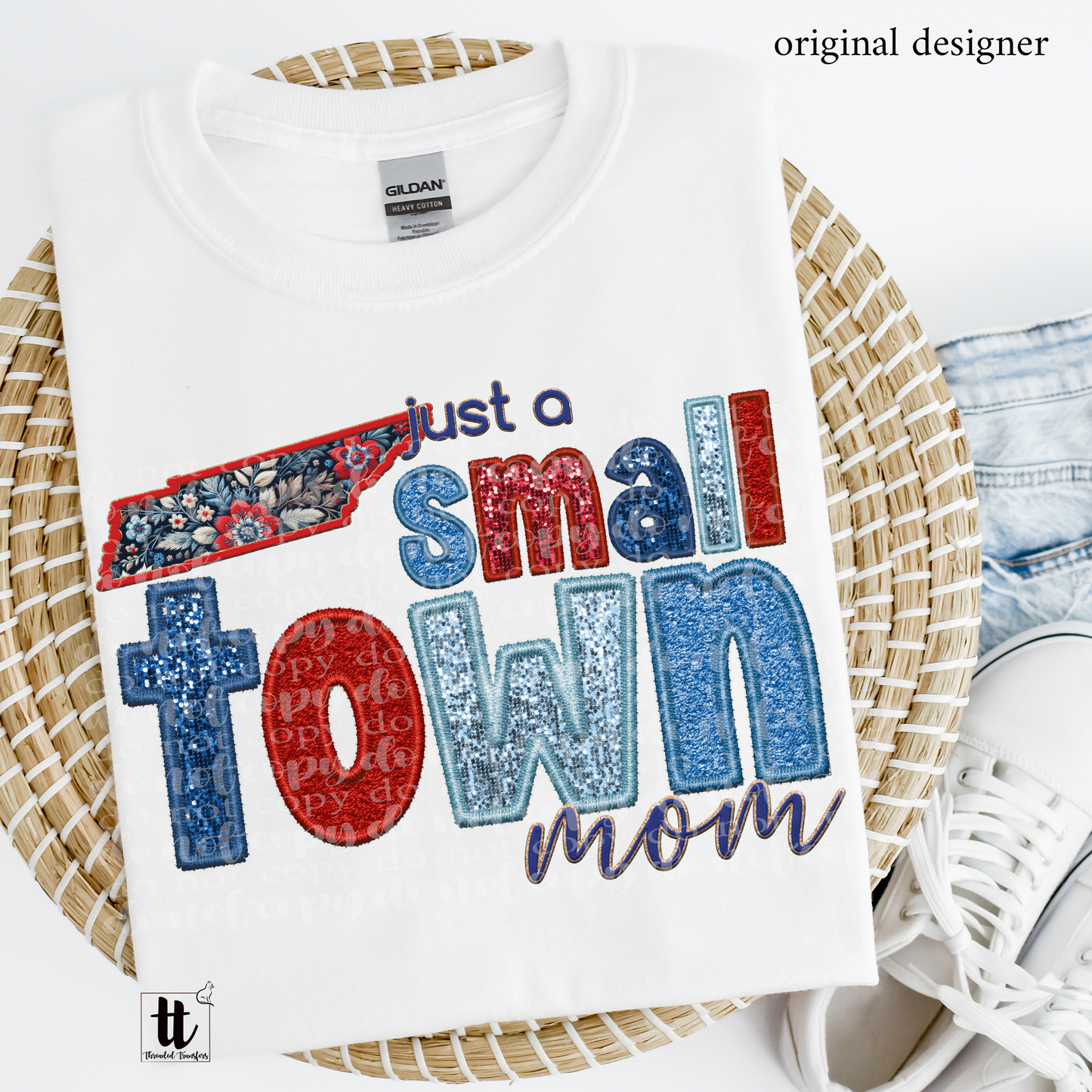 Tennessee Small Town **EXCLUSIVE** Faux Embroidery, Chenille, & Sparkles DTF & Sublimation Transfer