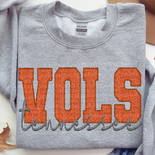 Tennessee (V) Sparkle Faux Embroidery DTF & Sublimation Transfer