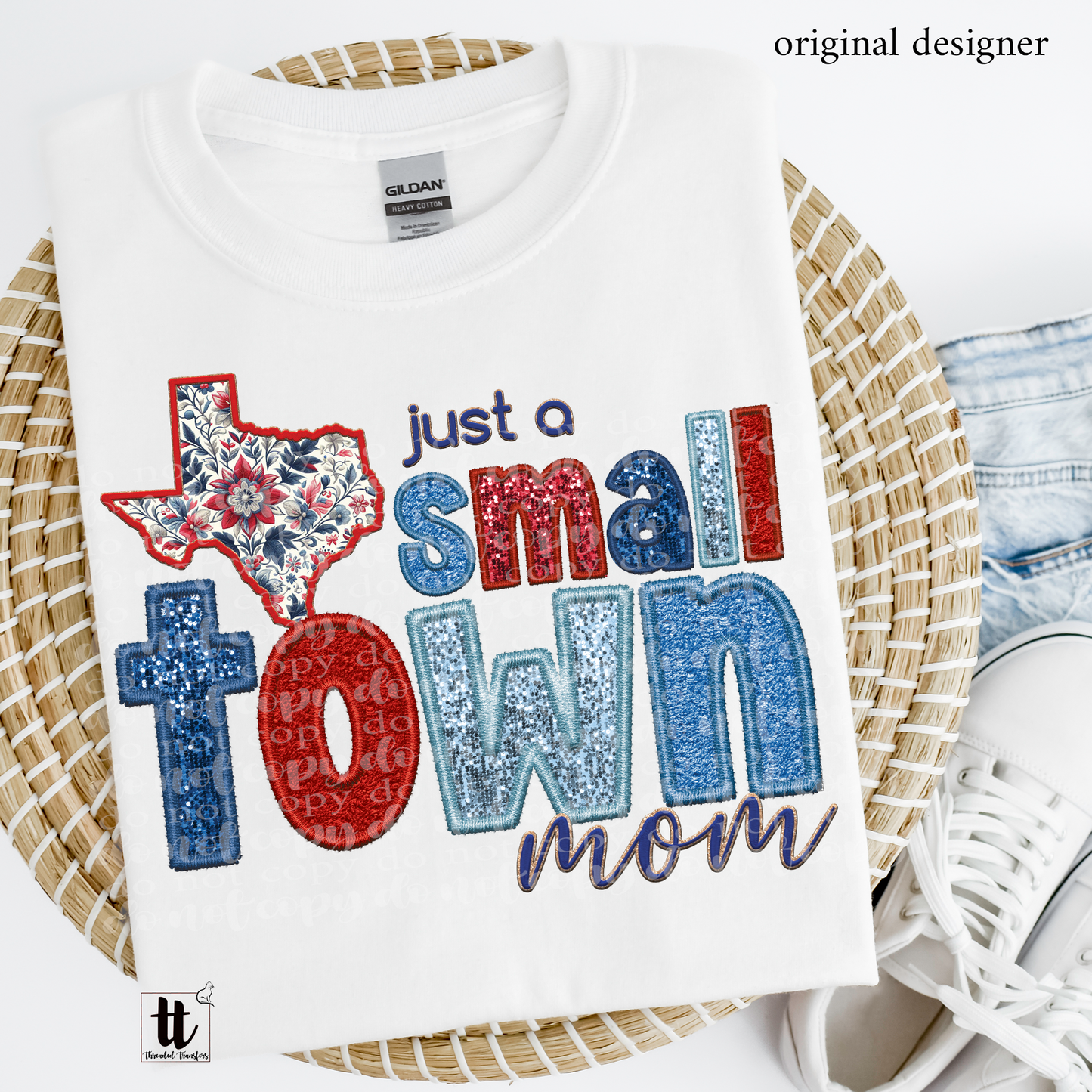 Texas Small Town **EXCLUSIVE** Faux Embroidery, Chenille, & Sparkles DTF & Sublimation Transfer