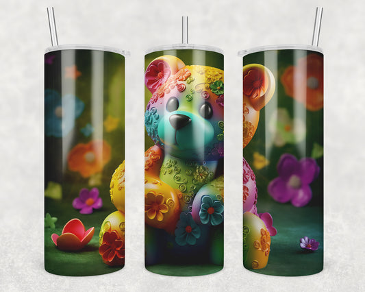 3D Tie Dye Bear Sublimation Transfer Tumbler Wrap 20oz (read description)