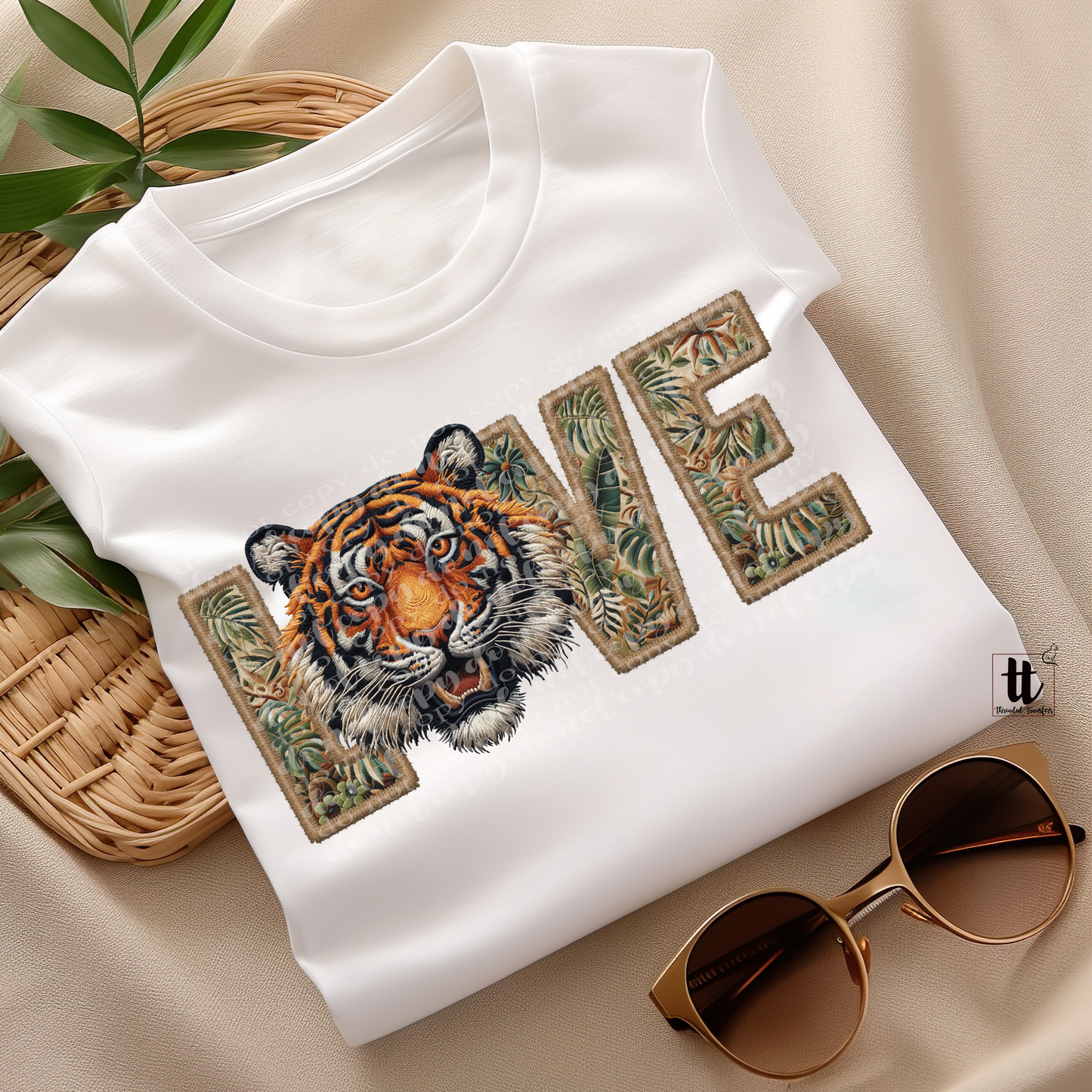 Tiger Love **EXCLUSIVE** Faux Embroidery DTF & Sublimation Transfer