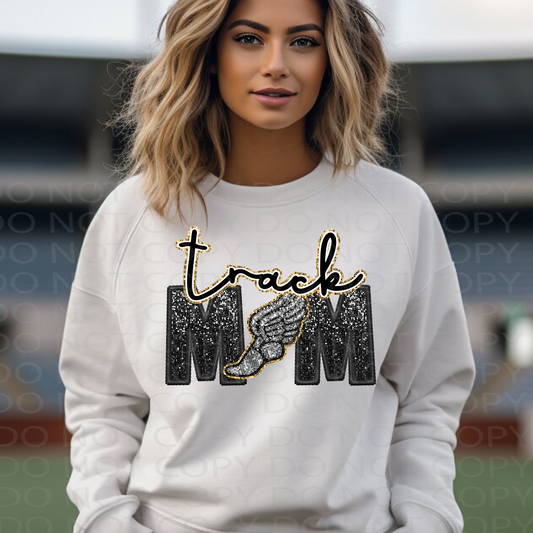 Track Mom Faux Embroidery and Sparkles DTF & Sublimation Transfer