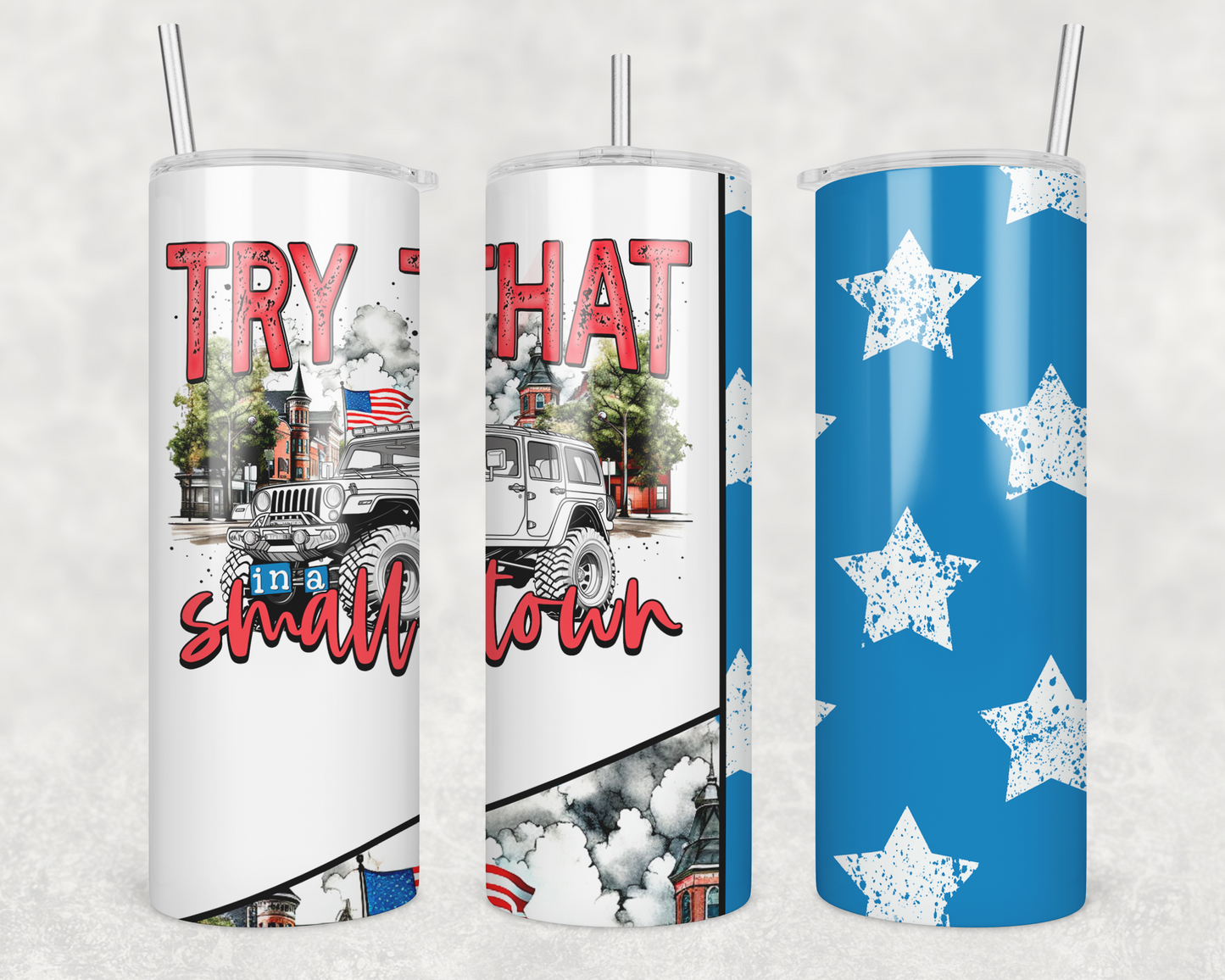 Try Small Town Jeep (Matches Shirts) Sublimation Transfer Tumbler Wrap 20oz (read description)