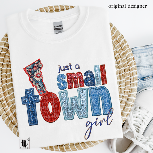 Vermont Small Town **EXCLUSIVE** Faux Embroidery, Chenille, & Sparkles DTF & Sublimation Transfer