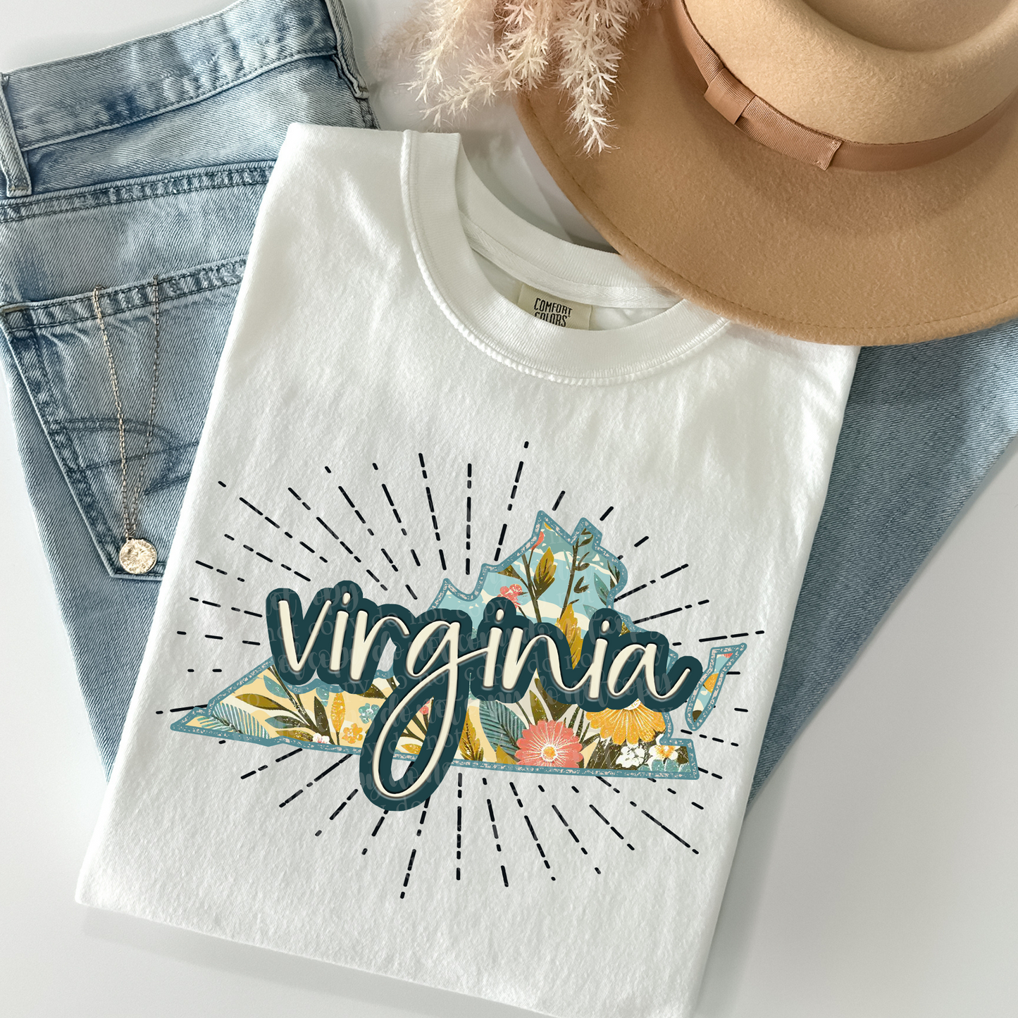 Virginia Retro Floral DTF & Sublimation Transfer