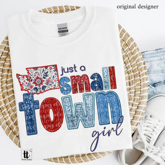 Washington Small Town **EXCLUSIVE** Faux Embroidery, Chenille, & Sparkles DTF & Sublimation Transfer