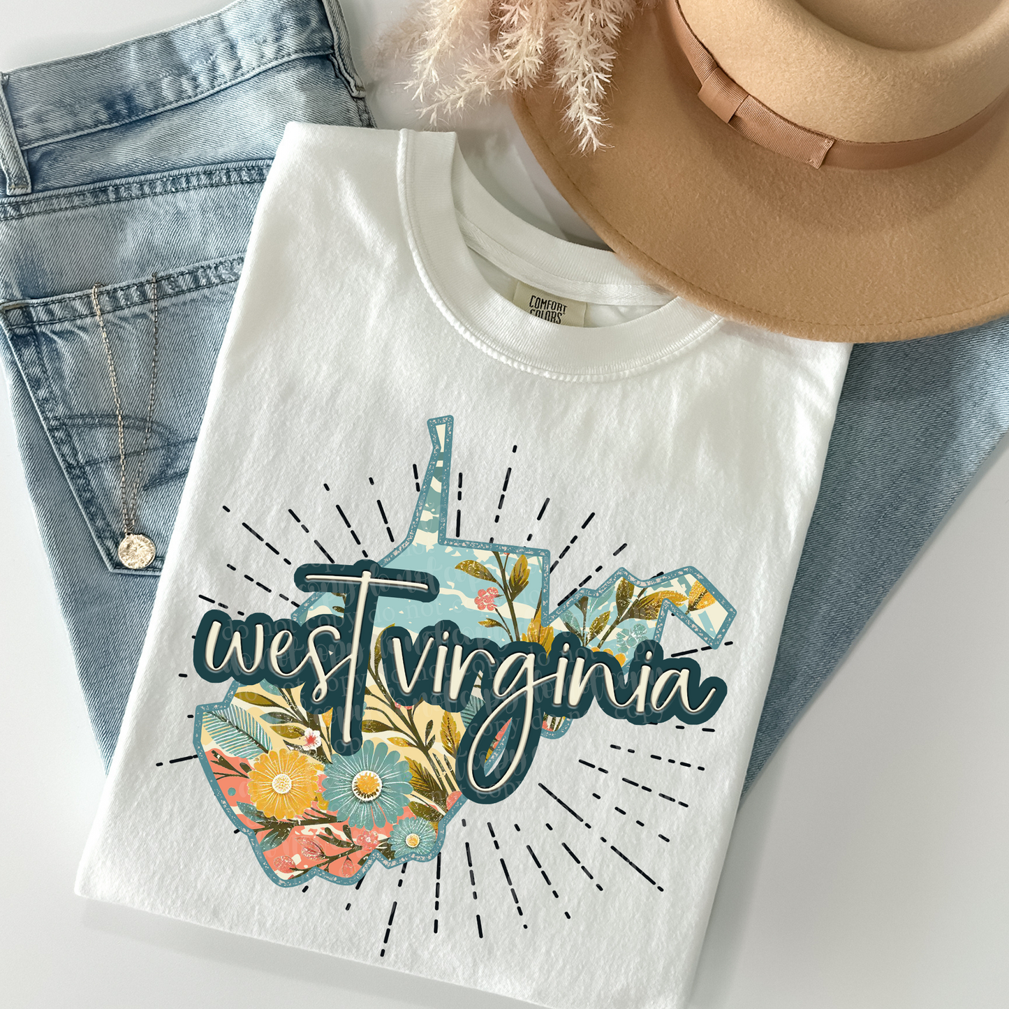 West Virginia Retro Floral DTF & Sublimation Transfer