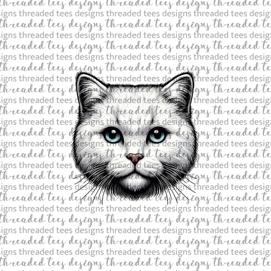 White Shorthair Cat Wrist/Pocket (matches shirt) DTF & Sublimation Transfer