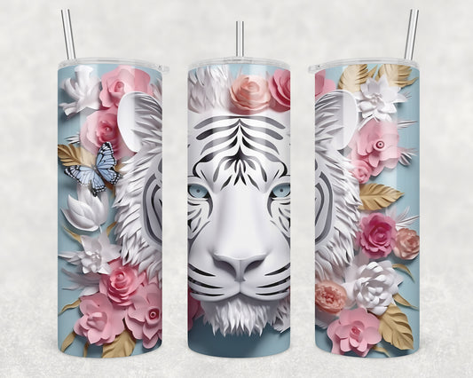 3D White Tiger Sublimation Transfer Tumbler Wrap 20oz (read description)