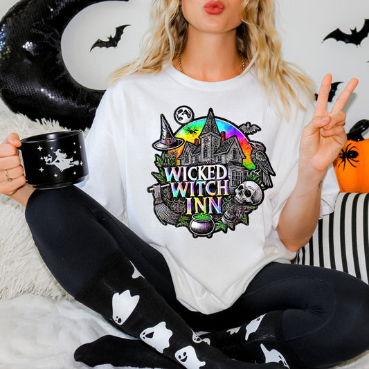 Wicked Witch Inn Faux Embroidery DTF & Sublimation Transfer